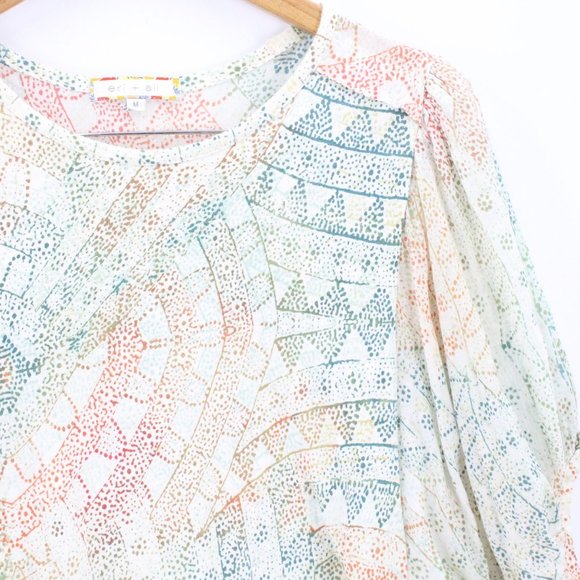 Anthropologie Eri + Ali Blouse Top Womens Multicolor 3/4 Sleeve Lightweight M - Picture 2 of 8